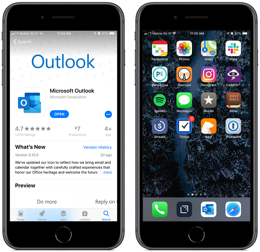 Outlook for iOS Icon Update Screenshots